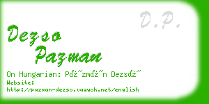 dezso pazman business card